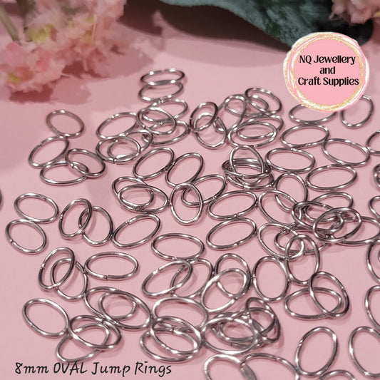OVAL Jump Rings 304 Stainless Steel x 100pcs 6mm 8mm