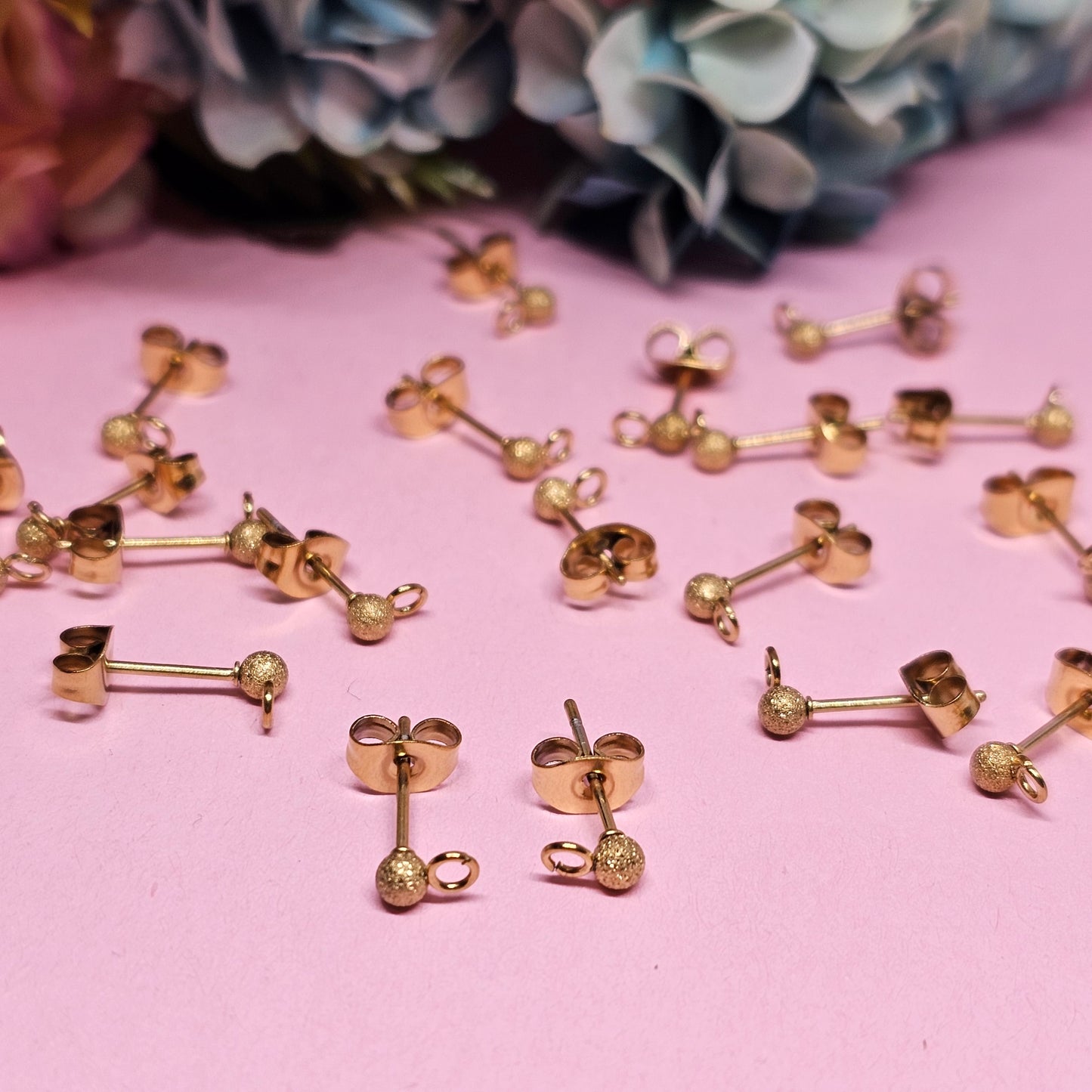 Ball Stud Tops with FORWARD FACING Loop Stainless Steel & Gold Plated / 304 Stainless Steel / 3mm 4mm 5mm 6mm