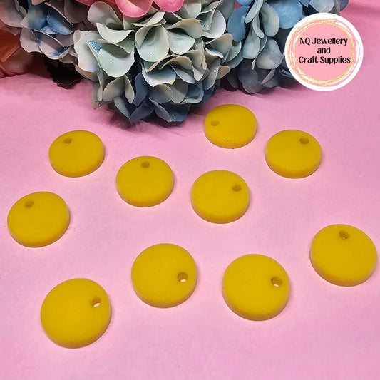 YELLOW Acrylic Circle Stud Earring Toppers 12mm / 15mm - 10pcs / Laser Cut With 2mm Hole