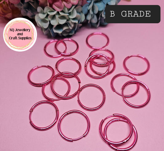 Huggie Hoop Earrings Pink 2mm / Black Rose Gold Rainbow  2.5mm thickness / Stainless Steel / 18mm