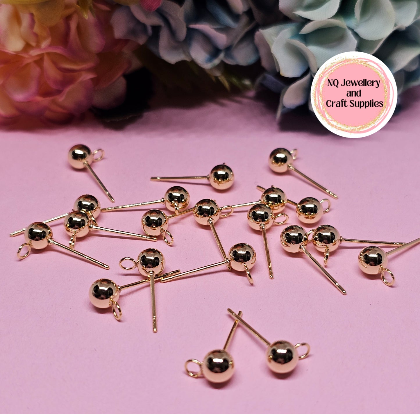 Ball Stud Tops with FORWARD FACING Loop Stainless Steel & Gold Plated / 304 Stainless Steel / 3mm 4mm 5mm 6mm