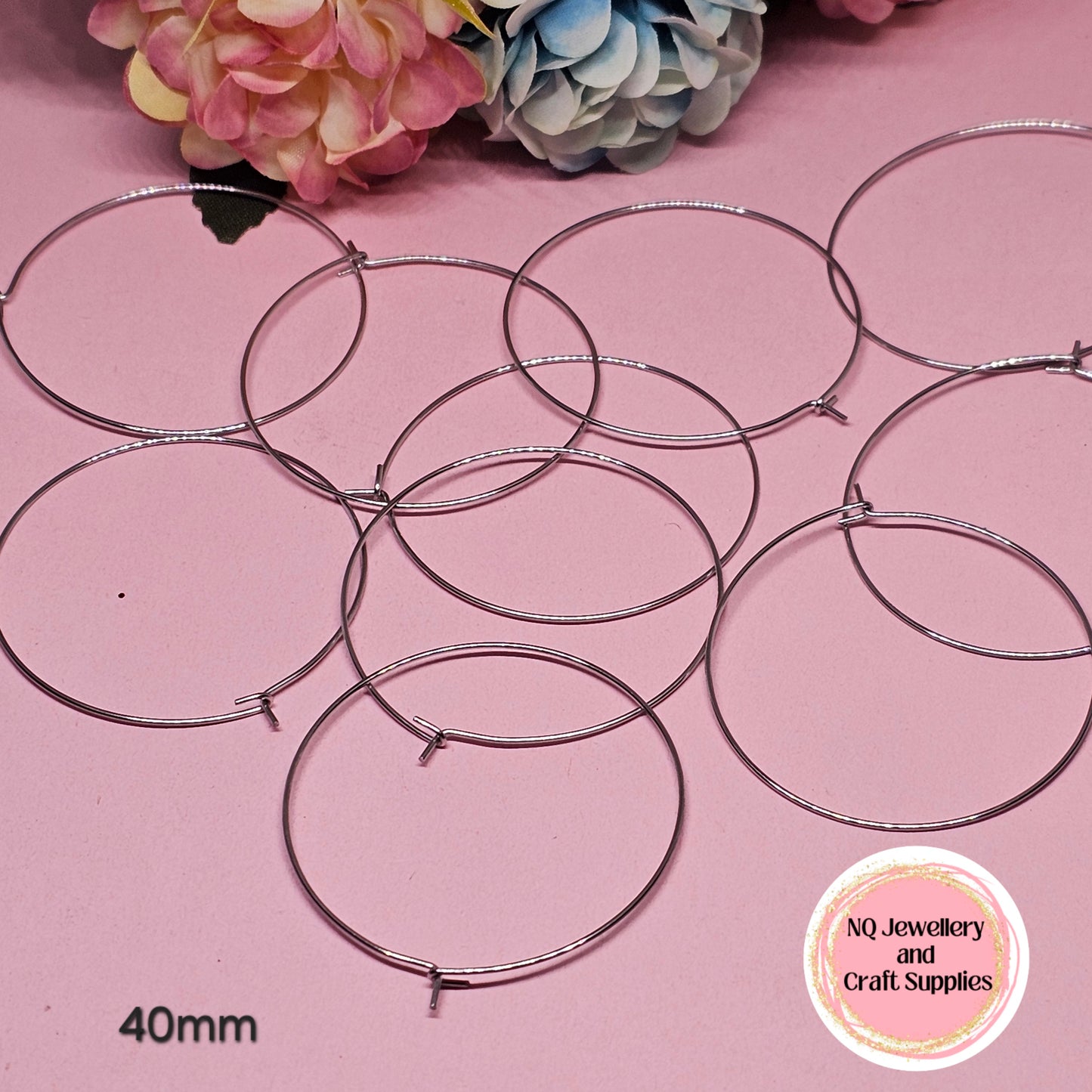 Hoop Earrings 316 Surgical Stainless Steel 15mm 20mm 25mm 30mm (Hook Closure) Wine Charms