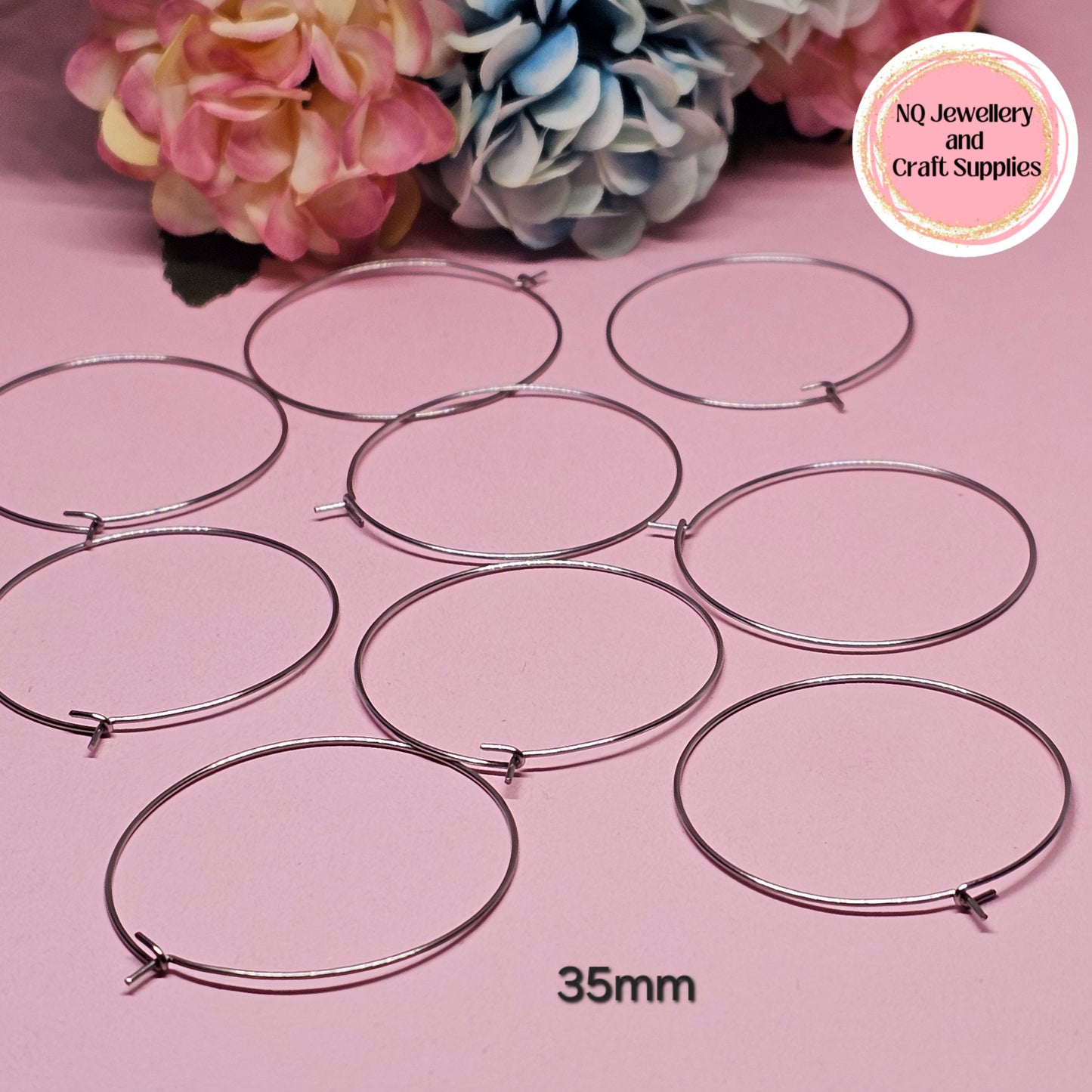 Hoop Earrings 316 Surgical Stainless Steel 15mm 20mm 25mm 30mm (Hook Closure) Wine Charms