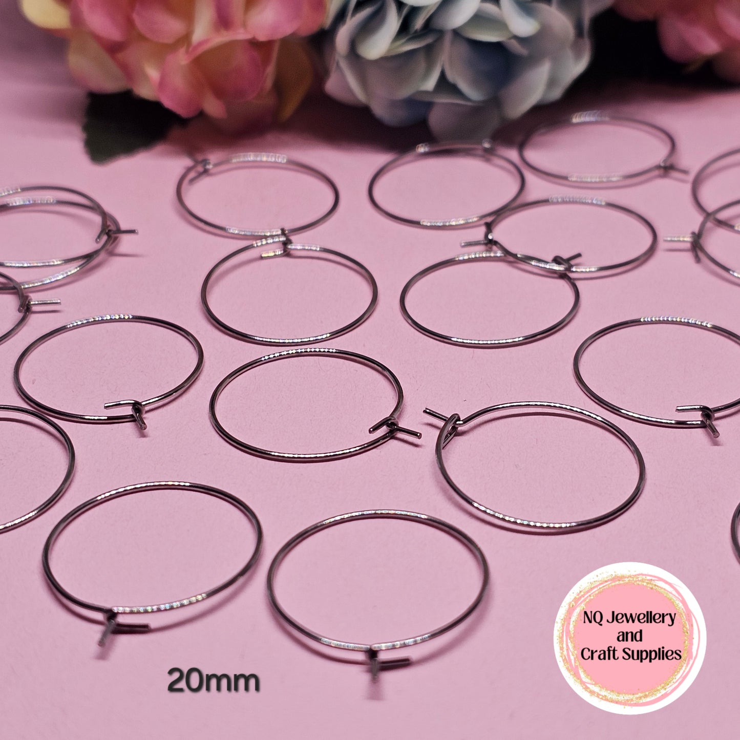 Hoop Earrings 316 Surgical Stainless Steel 15mm 20mm 25mm 30mm (Hook Closure) Wine Charms