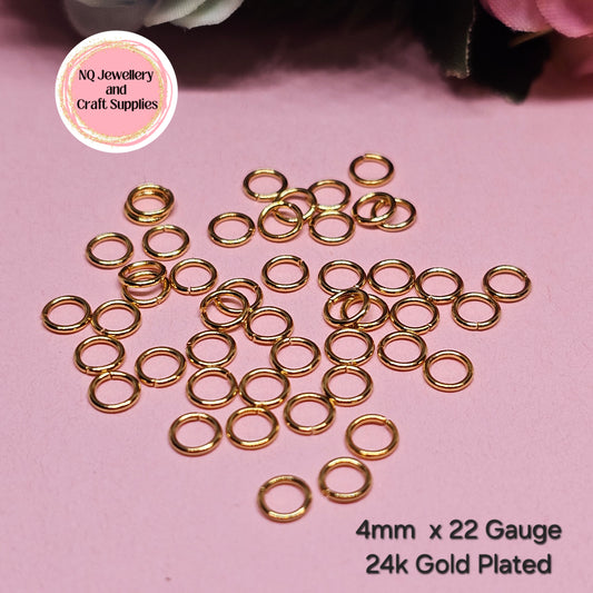 GOLD 24k OR 18k Gold Plated STAINLESS STEEL Jump Rings 304 Stainless Steel x 50pcs OR 100pcs