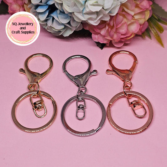 Key Ring Keychain Lobster Clasp Swivel Findings Split Ring Keyring Golden and Platinum