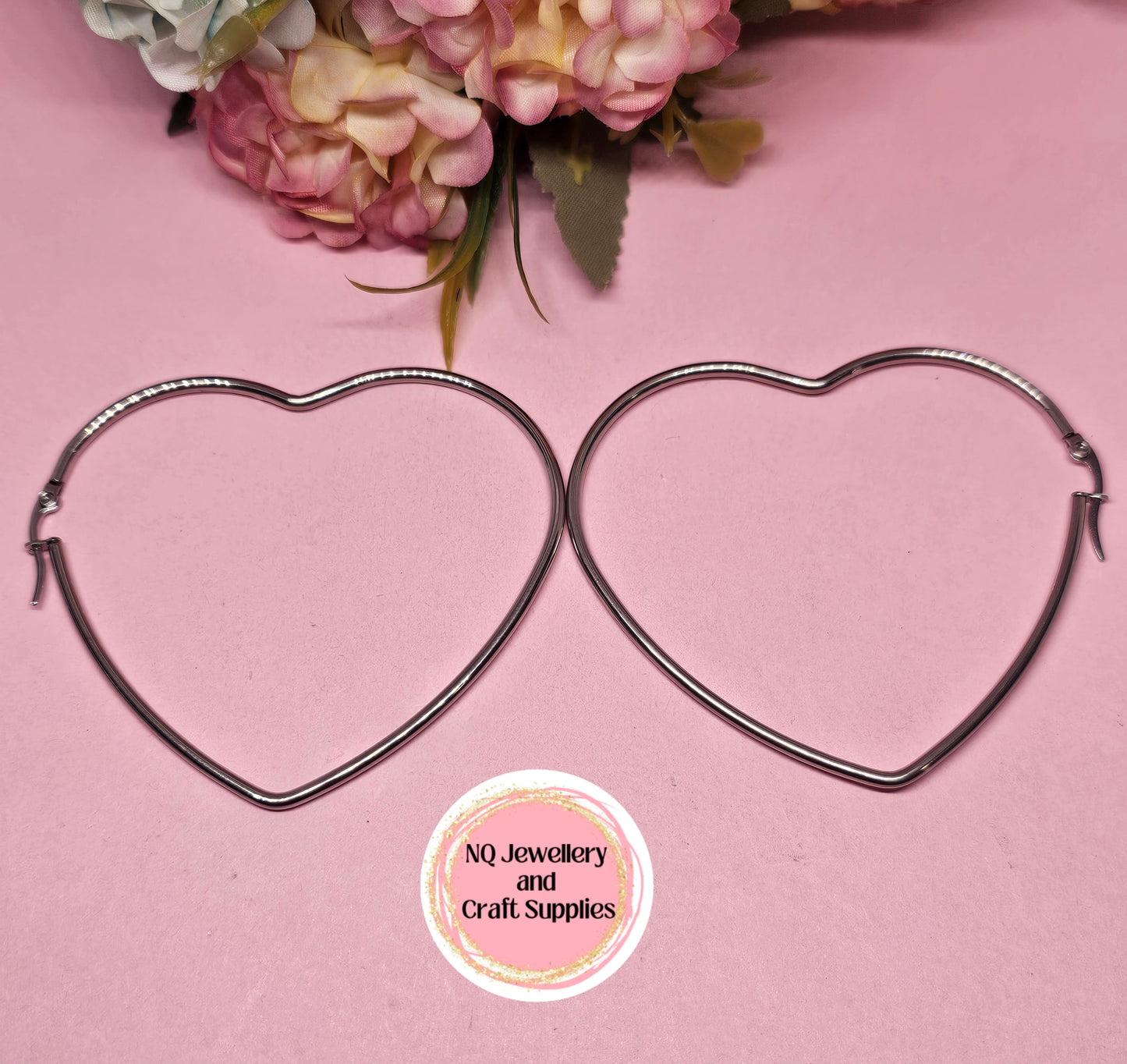 Heart Hoop Earring 304 Stainless Steel - Large