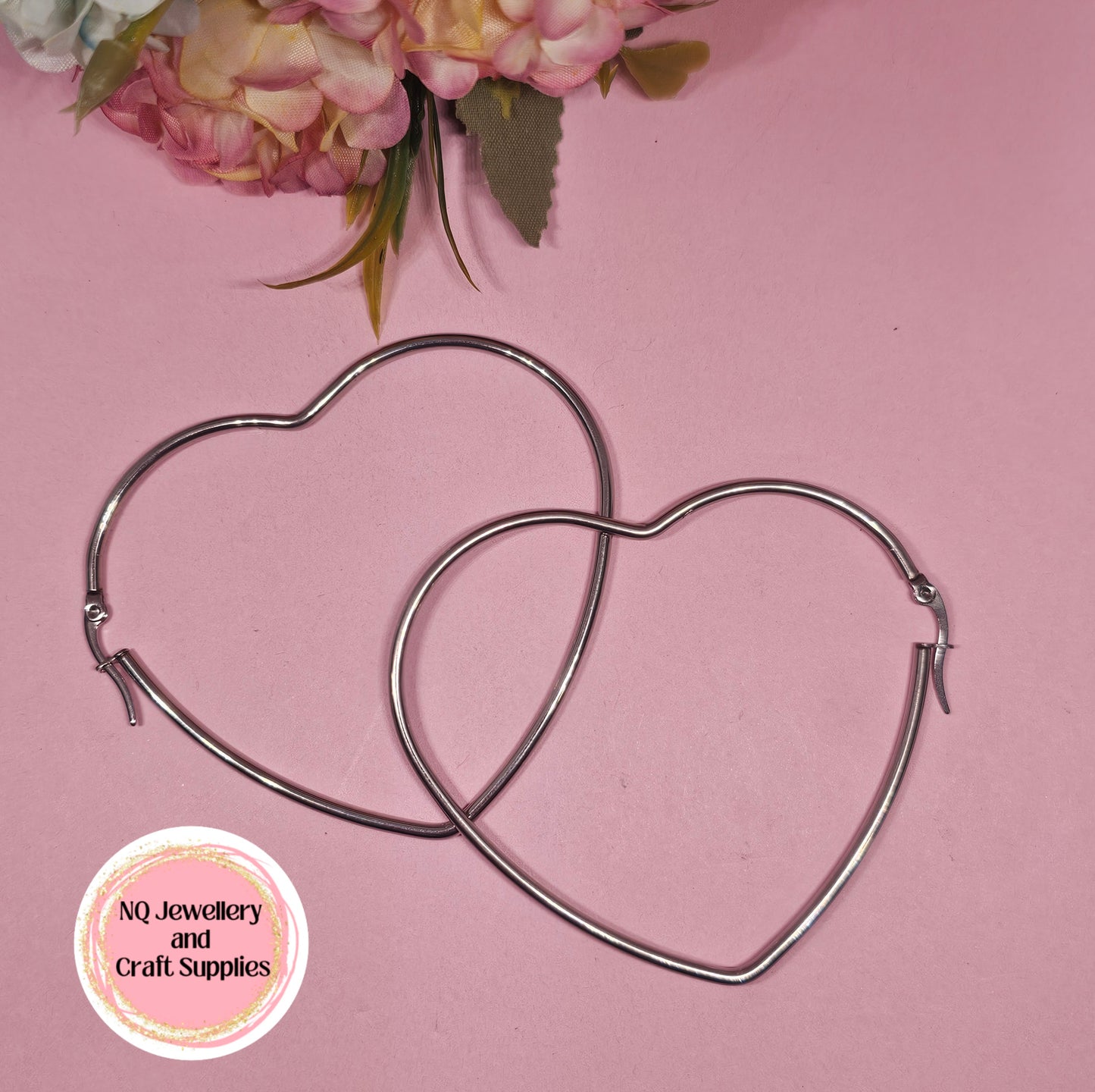 Heart Hoop Earring 304 Stainless Steel - Large