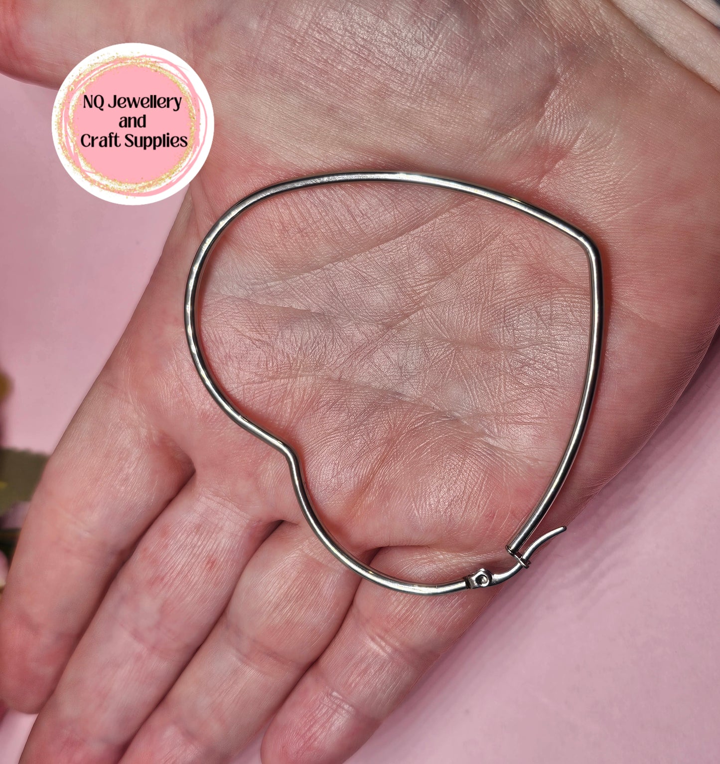 Heart Hoop Earring 304 Stainless Steel - Large