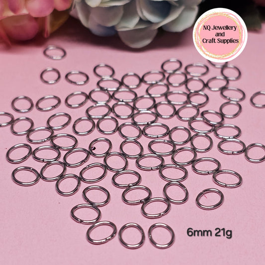 OVAL Jump Rings 304 Stainless Steel x 100pcs 6mm 8mm