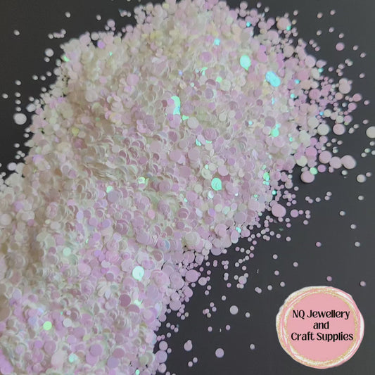 Coconut Ice Glitter - White Dots that illuminate a hint of pink