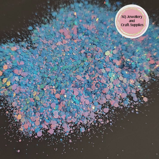 Opal Blue Glitter / Blue to Pink MIX Sized Colour Changing Holographic / 20g & 56g