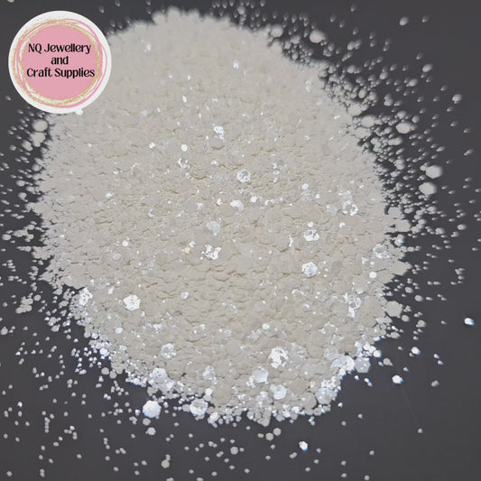 BONDI SANDS WHITE GLITTER / Mixed Sized Glitter - 20g 50g Bags