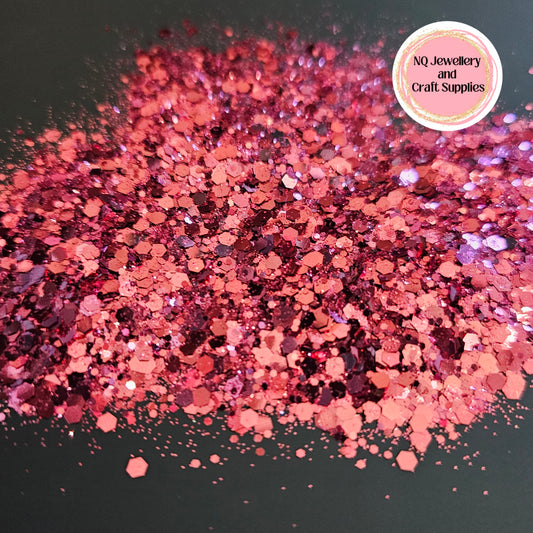 Bottle Brush Pink Glitter / Mixed Size - 20g 50g Bags