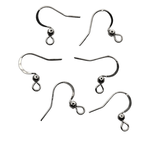 Flat French Ear Hook with Ball NO Coil 304 Stainless Steel 19mm x 17mm