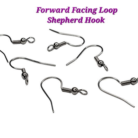 FORWARD  FRONTWARD CROSS  PERPENDICULAR VERTICAL FACING LOOP 316 STAINLESS STEEL - Shepherd / French Hook with COIL & BALL