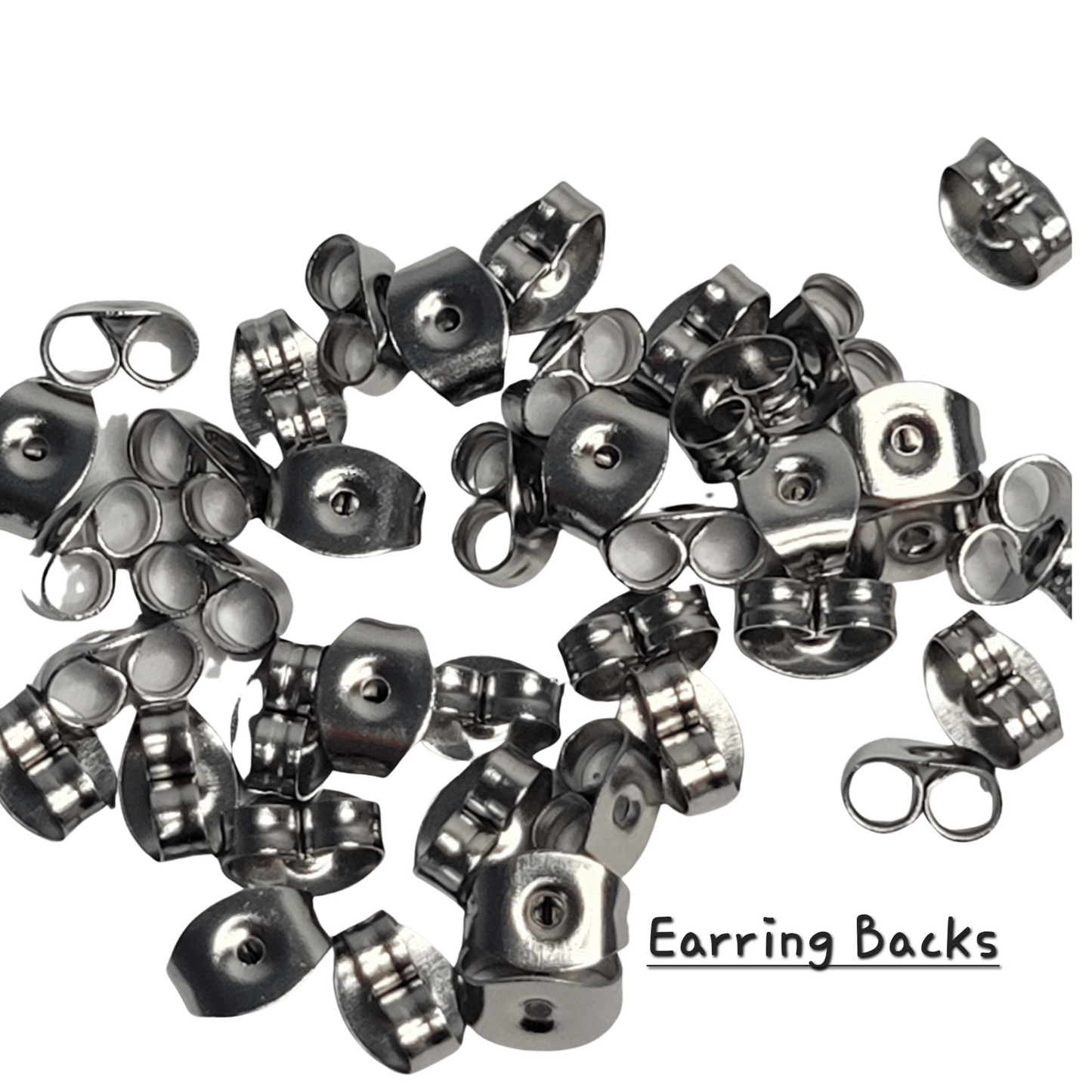 316L Stainless Steel Earring Stud Posts - 3mm 4mm 5mm 6mm 8mm 10mm 12mm / 100 pieces PLUS Backs