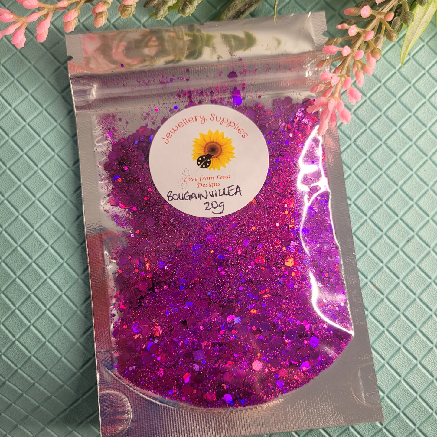 Glitter BOUGAINVILLEA/ Chunky MIX Sized Holographic PURPLE/PINK / 20G