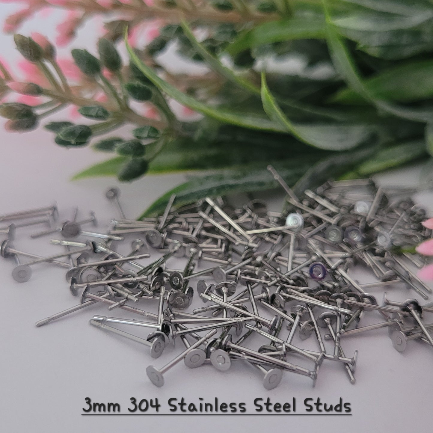 Earring Stud Posts Flat Pad / 304 Stainless Steel Hypoallergenic / 3mm 4mm 5mm 6mm 8mm 10mm 12mm