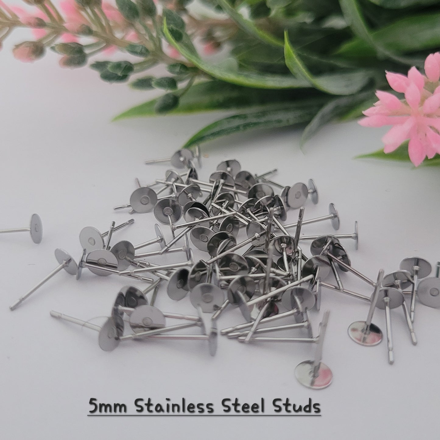 Earring Stud Posts Flat Pad / 304 Stainless Steel Hypoallergenic / 3mm 4mm 5mm 6mm 8mm 10mm 12mm