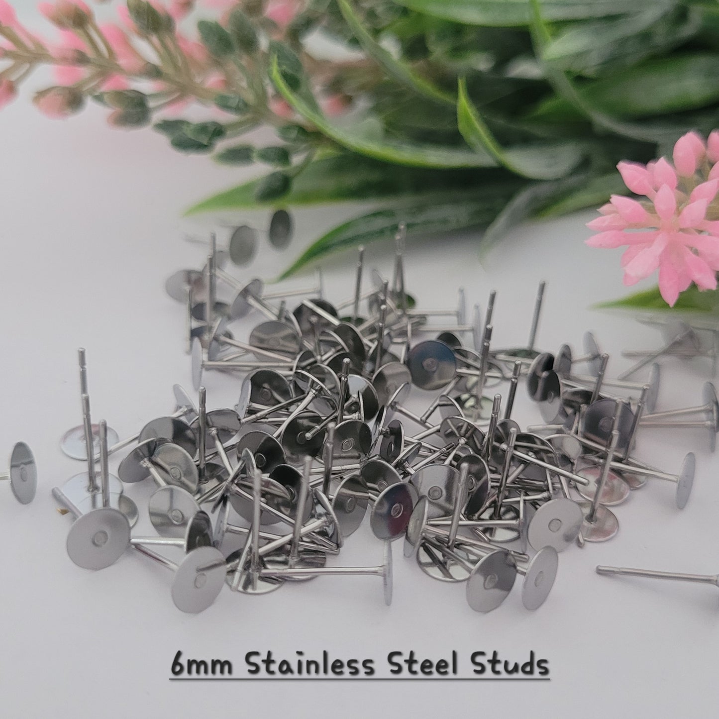 Earring Stud Posts Flat Pad / 304 Stainless Steel Hypoallergenic / 3mm 4mm 5mm 6mm 8mm 10mm 12mm