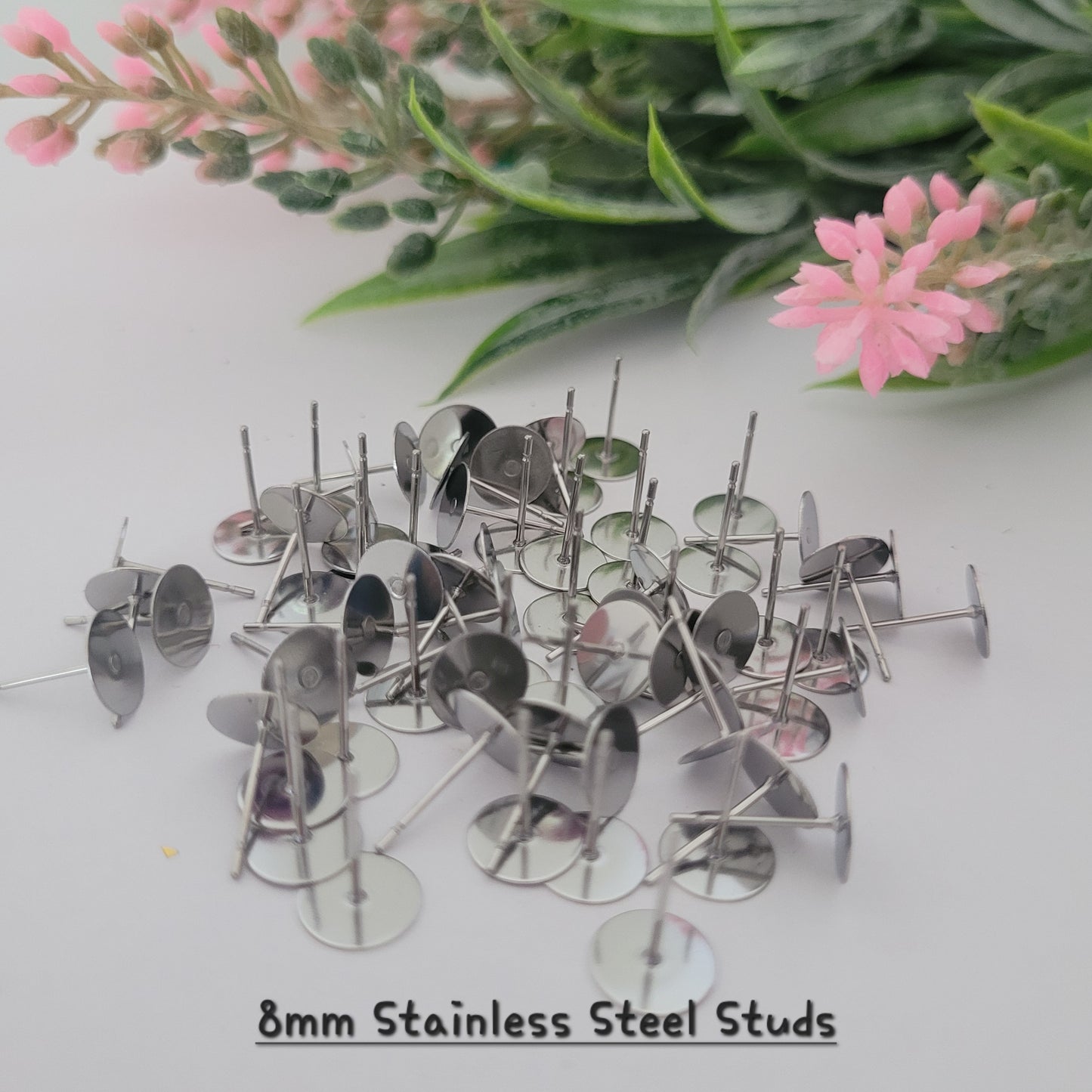 Earring Stud Posts Flat Pad / 304 Stainless Steel Hypoallergenic / 3mm 4mm 5mm 6mm 8mm 10mm 12mm