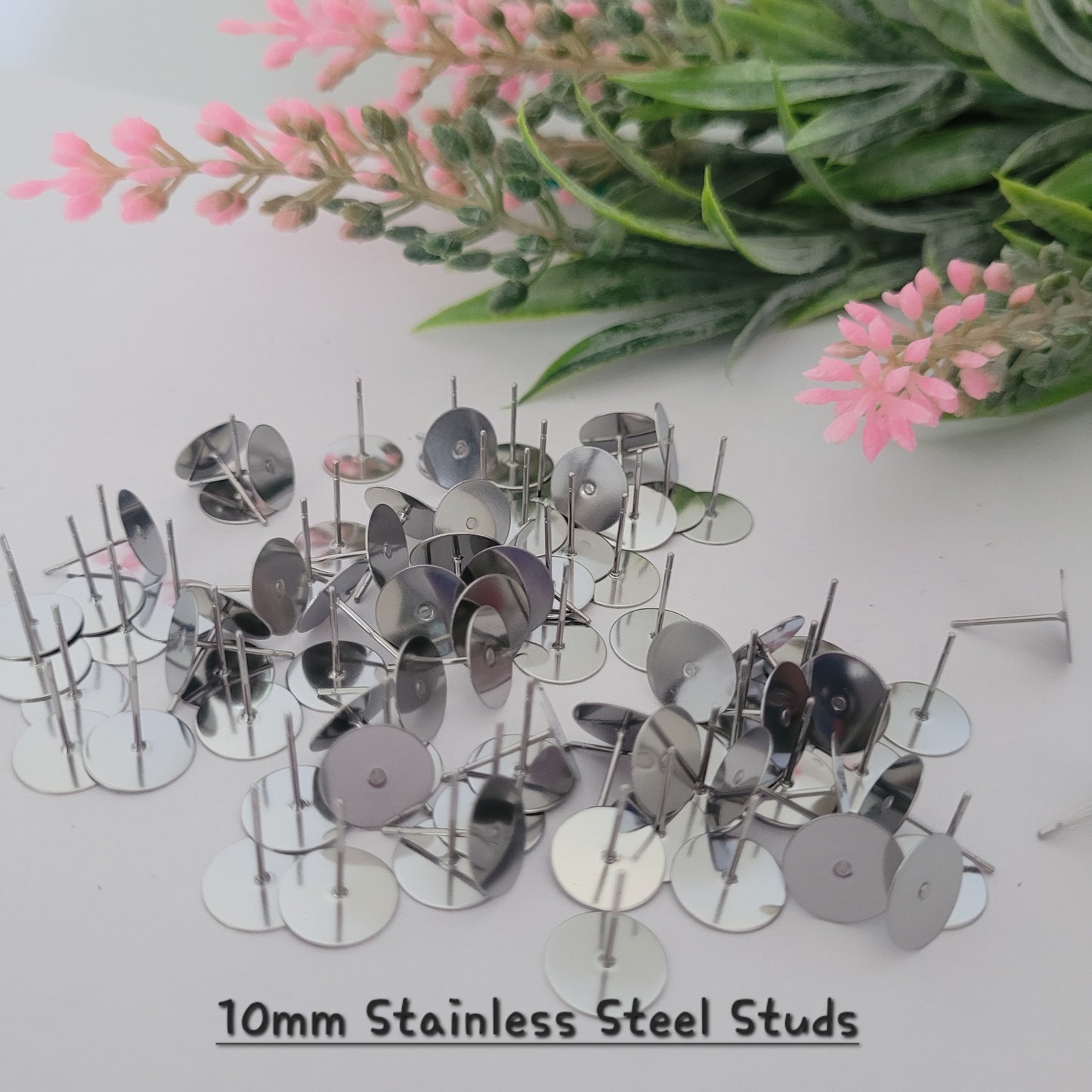 Earring Stud Posts Flat Pad / 304 Stainless Steel Hypoallergenic / 3mm 4mm 5mm 6mm 8mm 10mm 12mm