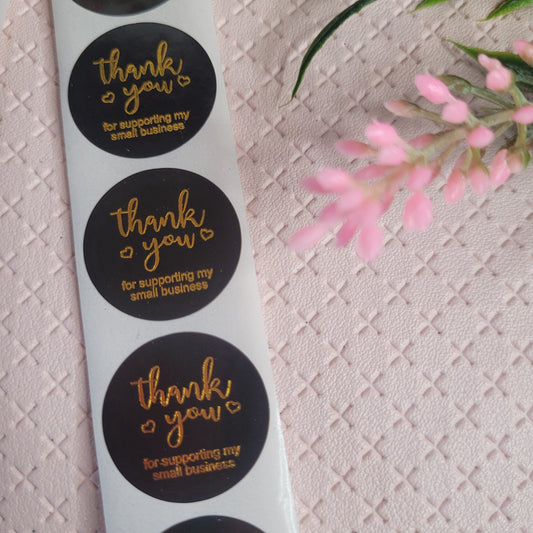 Thankyou For Supporting My Small Business Black & Gold / Stickers / Pack of 50