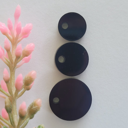 BLACK Acrylic Circle Stud Earring Toppers 10mm / 12mm / 15mm - 20pcs / Laser Cut With 2mm Hole