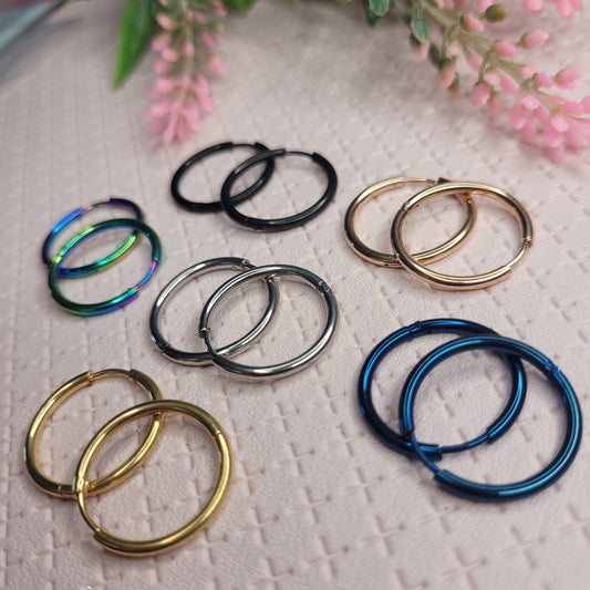 Huggie Hoop Earrings / 2mm thickness / Stainless Steel / 16mm, 18mm & 20mm