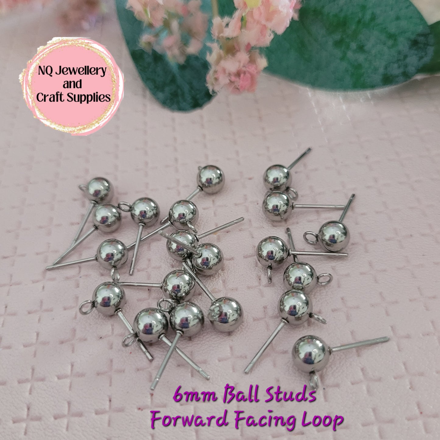 Ball Stud Tops with FORWARD FACING Loop Stainless Steel & Gold Plated / 304 Stainless Steel / 3mm 4mm 5mm 6mm