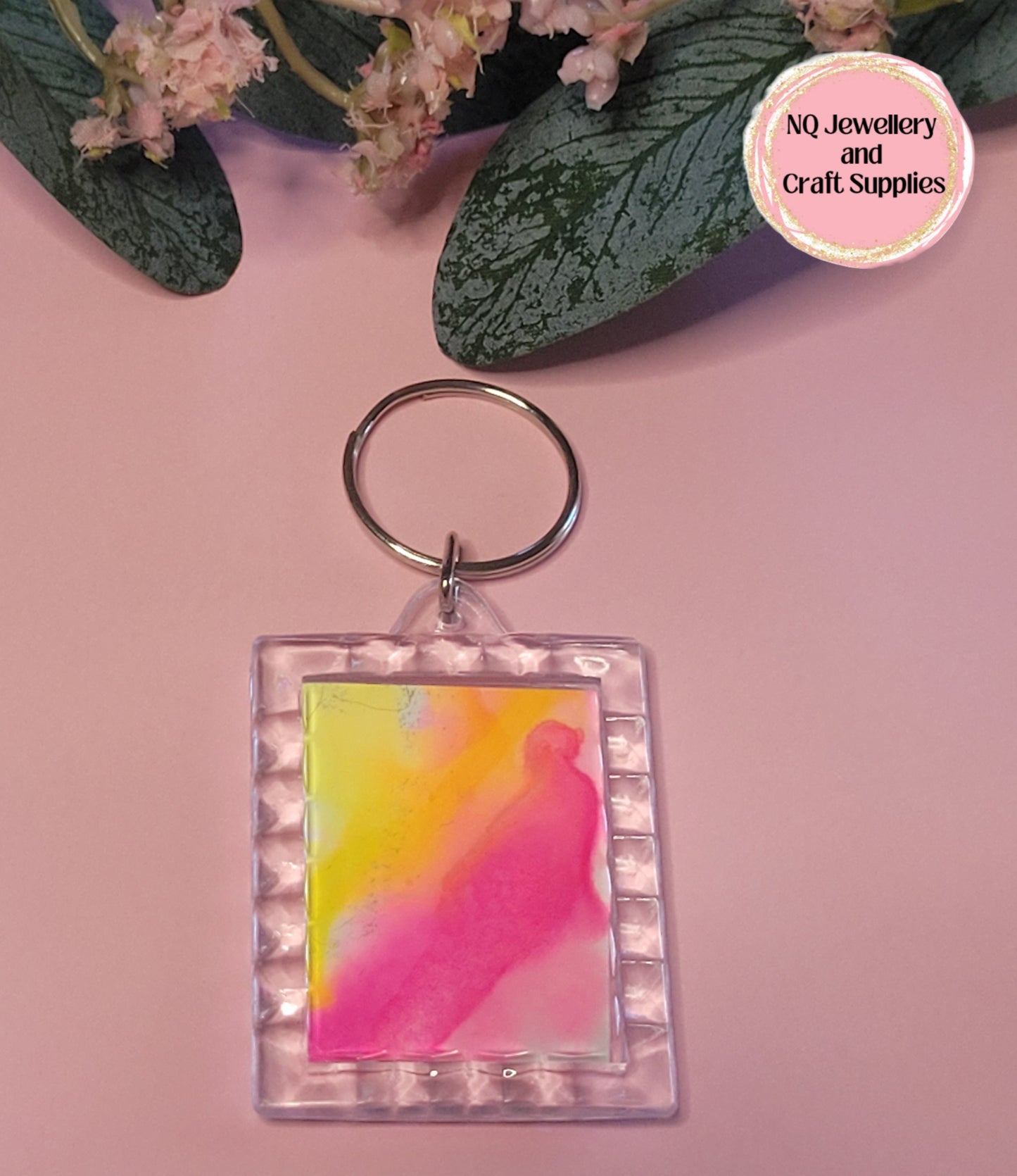 Acrylic Photo Frame Keychain Rectangle Bevelled Edges