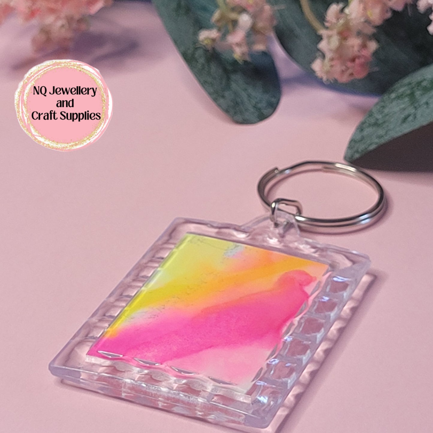 Acrylic Photo Frame Keychain Rectangle Bevelled Edges