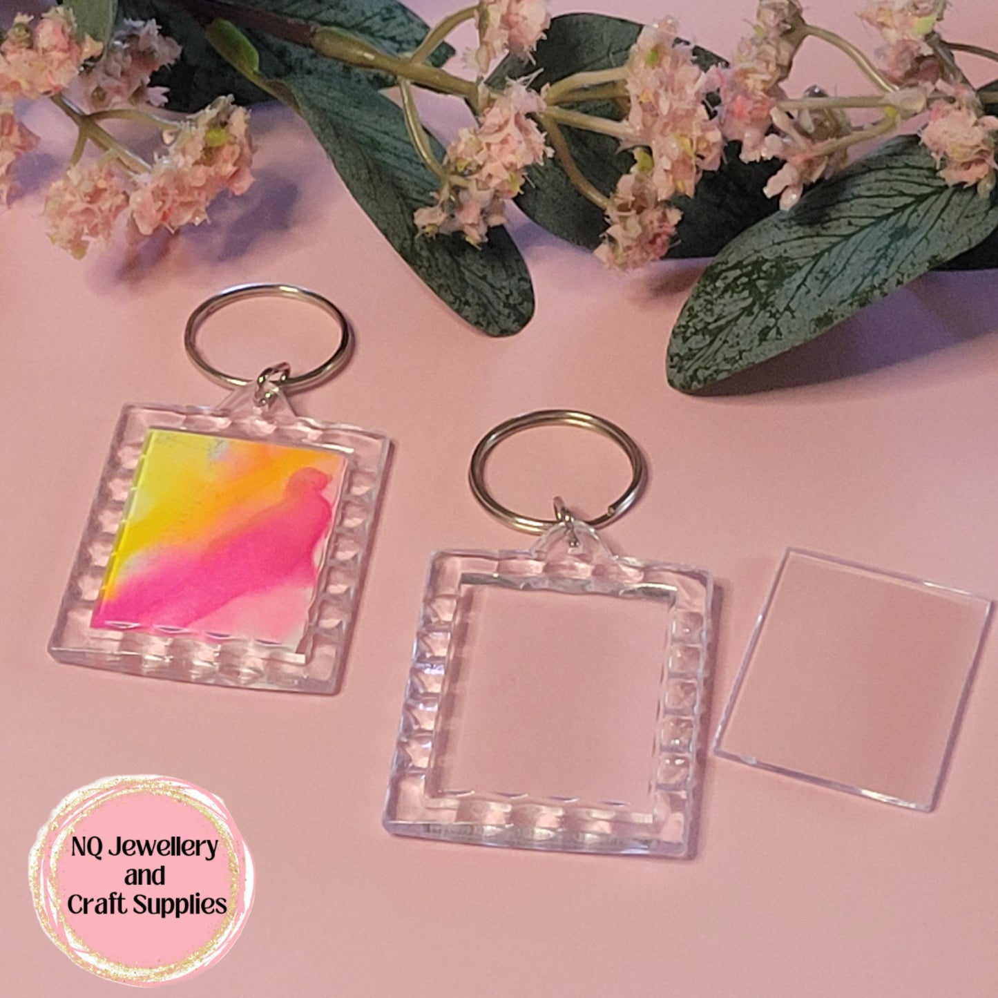 Acrylic Photo Frame Keychain Rectangle Bevelled Edges