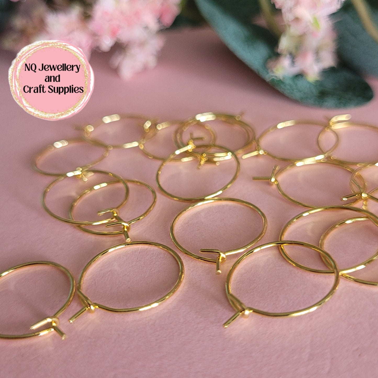 Gold Hoop Earrings 316 Surgical Stainless Steel 15mm 20mm & 25mm (Hook Closure)