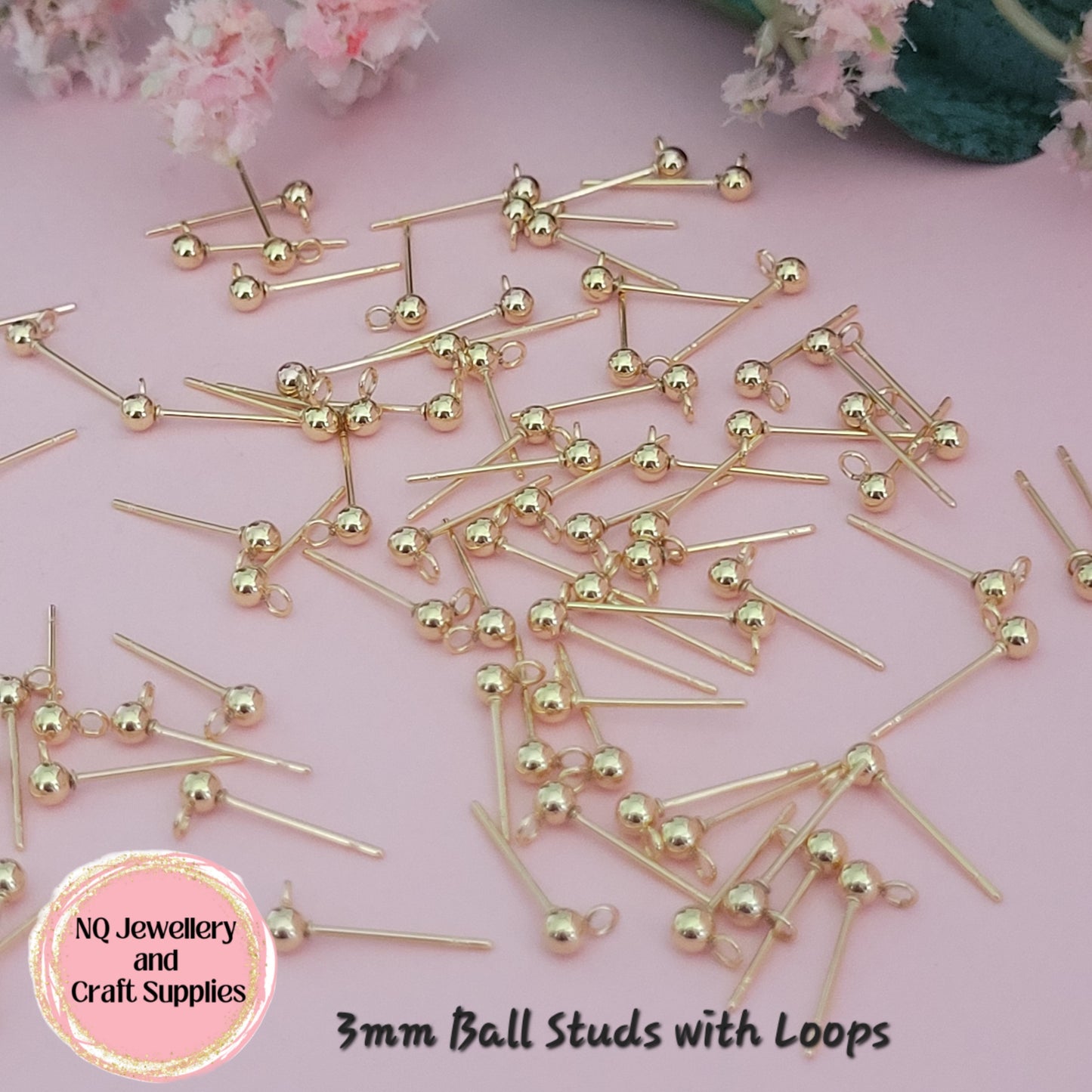 Ball Stud Tops with FORWARD FACING Loop Stainless Steel & Gold Plated / 304 Stainless Steel / 3mm 4mm 5mm 6mm