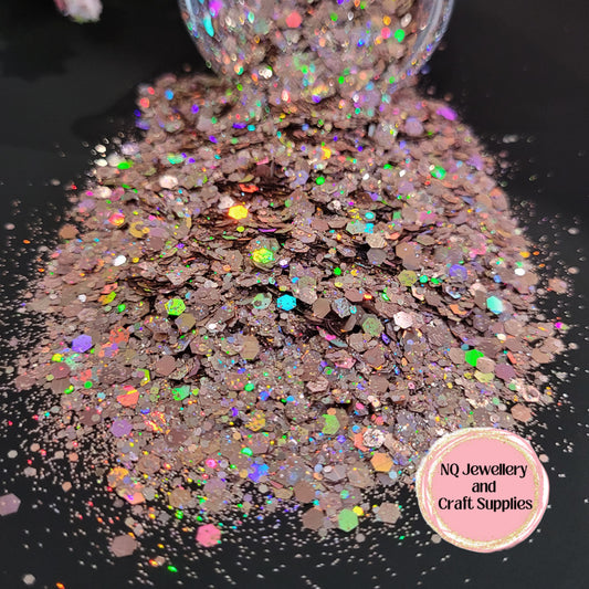 ROSE GOLD Holographic Glitter / Mixed Size - 20g 50g Bags